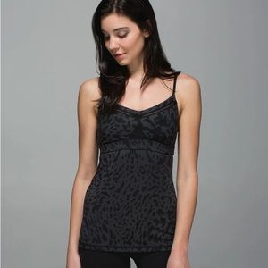 LULULEMON Just Breath Tank - Animal Swirl Deep Coal Black SZ 6